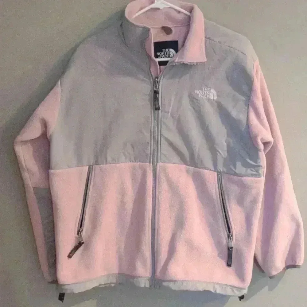 The‎ North Face fleece nylon pink gray jacket Girls Xlarge